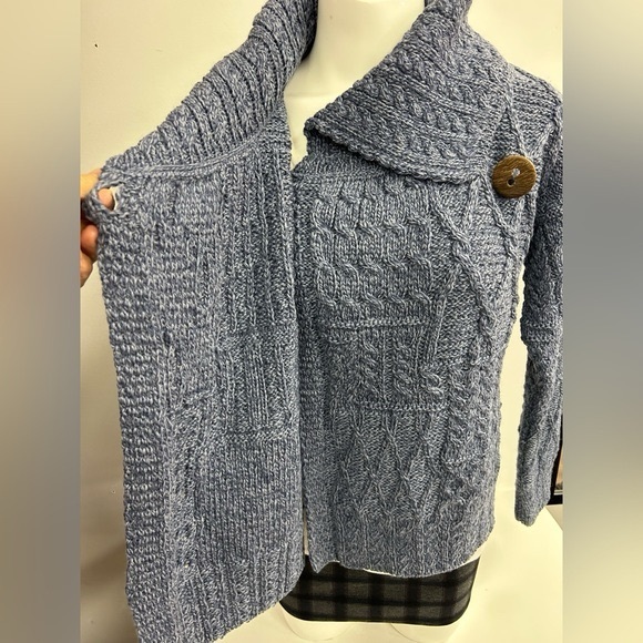 IRISH PATCHWORK CARDIGAN WITH COLLAR IN 100SOFT MARINO WOOL SIZE MEDIUM - Picture 9 of 11